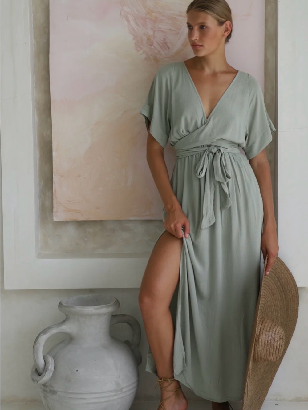 NWT Hazel & Folk Melody Maxi dress Sage S/M